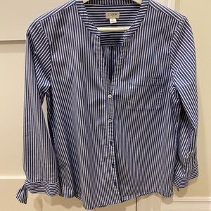 3/4 sleeve blue striped blouse, size S